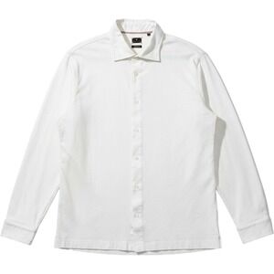 Left Coast Tee Mens Large Cream 100% Pima Cotton Long Sleeve Knit Button Shirt